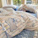 DecorBites™ Grid Print Cotton Bedding Set for Single Double Beds