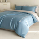 DecorBites™ Cotton Solid Color Bedding Set, Premium Quality Embroidery Quilt Cover, Single Bed.
