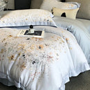 DecorBites™ Flowers Plant Print Bedding Set: Luxe Lyocell Cotton Soft Silky Cool Duvet Cover Set