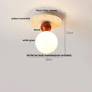 DecorBites™ Acrylic LED Ceiling Lamp Yellow Travertine Wood Canopy Wabi Sabi Style