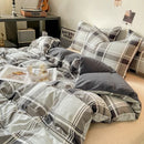 DecorBites™ Japanese Style Check Duvet Cover Set - Soft Washed Quilt Cover & Pillowcase
