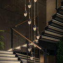 DecorBites™ Gold LED Staircase Chandelier | Luxury Large Living Room Pendant Lamp