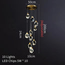 DecorBites™ Crystal LED Chandelier: Modern Staircase & Living Room Pendant Light Fixture