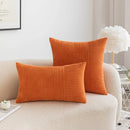 DecorBites™ Corduroy Striped Patchwork Throw Pillow Covers Set, Farmhouse Style Yellow Classic Pillowcases
