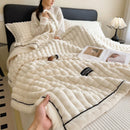 DecorBites™ Cozy Flannel Velvet Blanket: All-Season Solid Color Single Queen Quilt