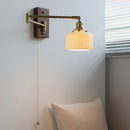 DecorBites™ Copper Arm LED Wall Sconce Switch Light, Adjustable Lampshade, Pull Chain, Beside Lamp