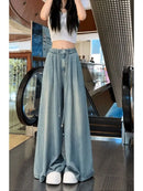 Women Wide Leg Jeans – Summer 2024 Drape Elastic Boyfriend Trousers