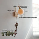 DecorBites™ Globe Ceramic LED Wall Lights Walnut Wood Sconce Rotatable Bedside Lamp