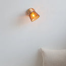 DecorBites™ Amber Glass LED Wall Sconce Nordic Modern Wood Pull Chain Switch Stair Light