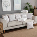DecorBites™ Geometric Embroidered Cushion Cover Light Grey Cotton 45x45cm