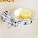 DecorBites™ Gold Crystal Brass Ceramics Bathroom Soap Holder Home Decor Enhance Bathroom Storage