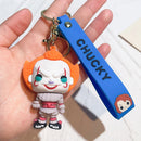 Hot Scary Movie Ghost Baby Keychains Halloween Dolls Horror Child's Chucky Pendants PVC Figures Toy Key Chain Gift