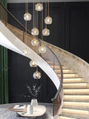 DecorBites™ Crystal Stainless Steel Staircase LED Chandelier for Modern Luxury Interiors
