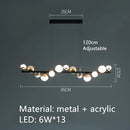 DecorBites™ Gold Balls LED Chandelier: Art Deco Round Lighting with Acrylic Balls for Home Décor