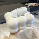 DecorBites™ Cloud Ceramic Tissue Box - White Porcelain Desk Decoration
