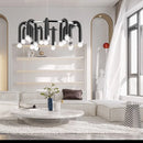 DecorBites™ Black Aluminum U-Shaped Tube Dimmable LED Chandelier for High Ceilings