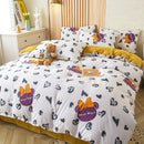 DecorBites™ Cute Cat Bear Print Bedding Set - Single Queen, Fashionable Design for Boys & Girls