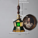 DecorBites™ LED Adjustable Pendant Light Fixture Amber Glass Walnut Wood Bar Hanging Lamp