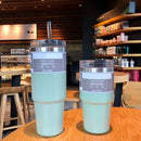 DecorBites™ Double Wall Insulated Stainless Steel Water Bottle with Straw - Large Capacity Mug