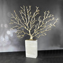 DecorBites™ Coral Tree Sculpture: Gold Metal Decorative Figurine on Marble Base