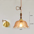 DecorBites™ Cracked Glass Copper Wooden Pendant Light for Home Indoor Living Room