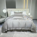 DecorBites™ 1200TC Embroidery Egyptian Cotton Bedding Set 4pcs King Queen Solid Sheet Duvet Cover