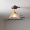 DecorBites™ Green Glass LED Ceiling Lights: Modern Copper Wood Indoor Lamp