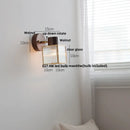 DecorBites™ Clear Glass LED Wall Sconce Walnut Wood Bedroom Living Room Modern Fixture