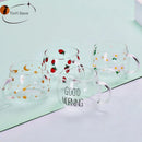 DecorBites™ Cute Letter Glass Mug, 380ml: Strawberry Tea Coffee Cup, Breakfast Milk Drinkware