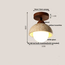 DecorBites™ Acrylic LED Ceiling Lamp Yellow Travertine Wood Canopy Wabi Sabi Style
