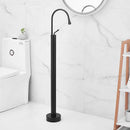 DecorBites™ Black Brass Floor Standing Bathtub Faucet with Long Water Drop Design