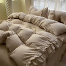 DecorBites™ Korean Princess Ruffles Bedding Set - Soft Microfiber, Duvet Cover Pillowcases - All Sizes