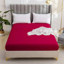 DecorBites™ Brushed Fitted Mattress Cover with Deep Pockets – European Skin-Friendly, Durable Solid Bedding