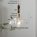 DecorBites™ Amber Glass Walnut Wood LED Pendant Lamp with Copper Knob Switch