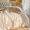 DecorBites™ French Princess Cotton Bedding Set with Flower Embroidery and Ruffle Edge