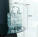 DecorBites™ Clear Glass Vase Terrarium Handbag for Living Room Decoration