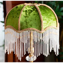 DecorBites™ Green Velvet Tasseling Lampshade for Luxury Nightstand Lamp