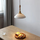 DecorBites™ Adjustable LED Pendant Lights Ash Wood White Ceramic Modern Hanging Lamp
