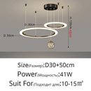 Modern black & white led star chandeliers living room ring light
