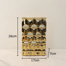 DecorBites™ Golden Square Ceramic Vase with Artificial Flowers for Room Aesthetic Decor