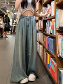 Women Wide Leg Jeans – Summer 2024 Drape Elastic Boyfriend Trousers