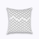 DecorBites™ Geometric Embroidered Cushion Cover Light Grey Cotton 45x45cm