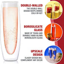 DecorBites™ Double Wall Stemless Champagne Glasses Set for Wedding - 6Pcs