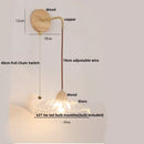 DecorBites™ Clear Glass LED Wall Lights with Wood Pull Chain Switch - Modern Copper Stair Light