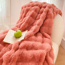 DecorBites™ Gradient Pink Double Layer Faux Fur Winter Blanket