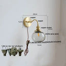DecorBites™ Green Class Ball LED Wall Light Fixture, Copper Socket, Pull Chain Switch