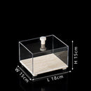 Acrylic Display Case on Travertine Base by DecorBites™ for Collectibles, Figurines, Desserts