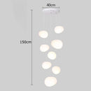 Minimalist white spherical crystal chandelier stair pendant lamp living room