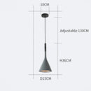 Modern matte black & blue led pendant light living room conical shade