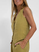 Women Sleeveless Vest – Casual Colorblock Collage Pants Suit